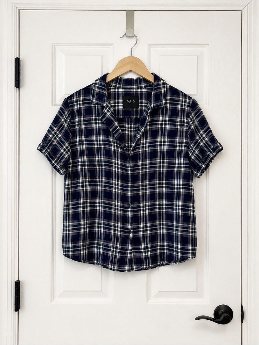 Rails Navy Plaid Short Sleeve Button Down Shirt Size S